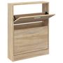 Voir la diapositive 2 : VIDAXL Armoire a chaussures Chene 59x17x81 cm Bois d'ingenierie