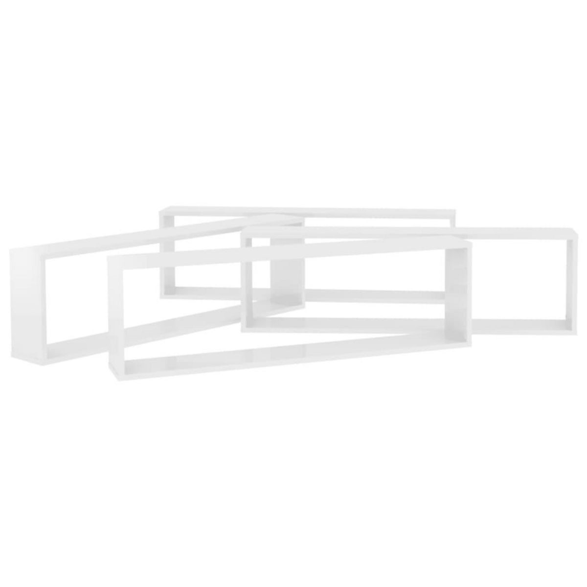 VIDAXL Etageres cube murales 4 pcs blanc brillant bois d'ingenierie