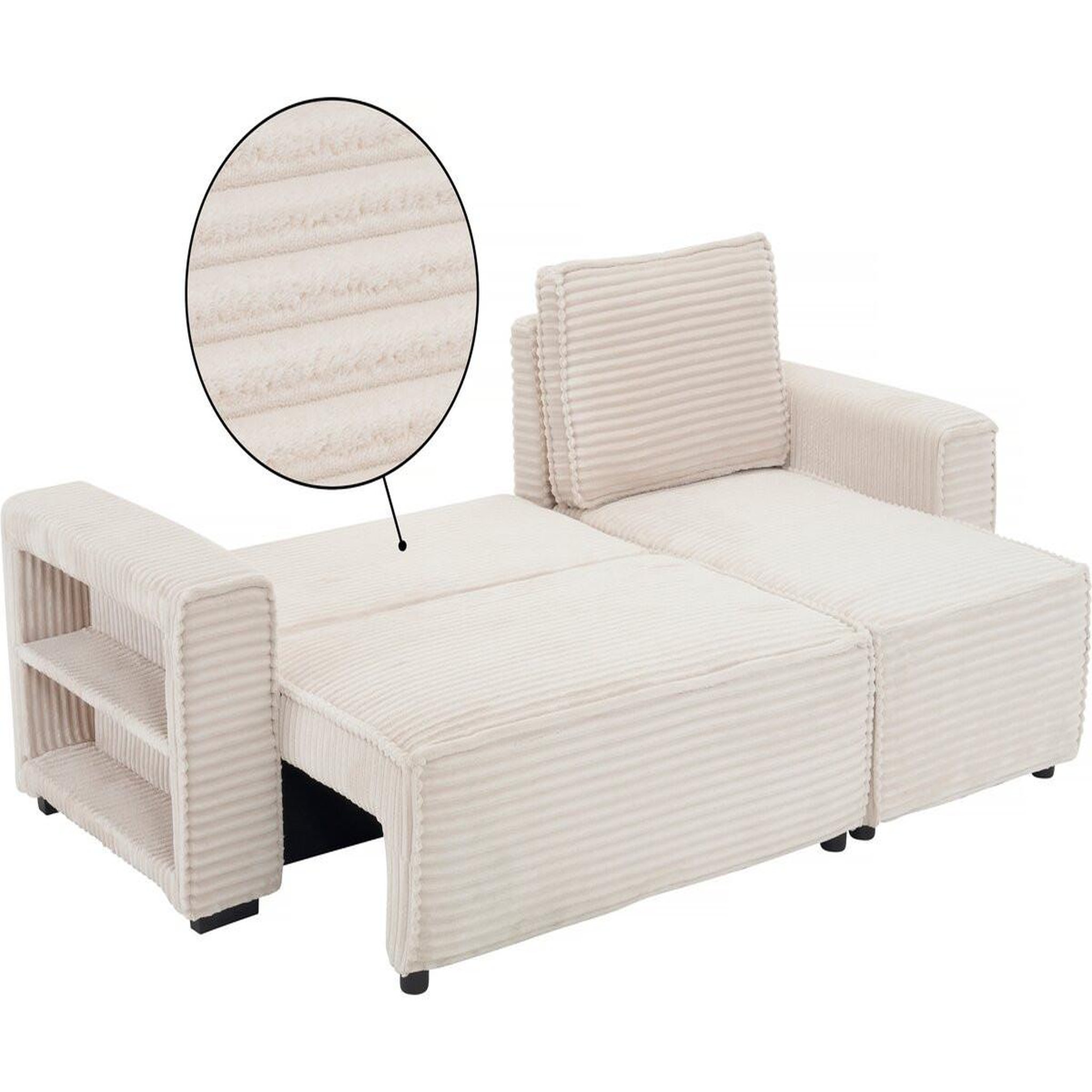Voir la diapositive 4 : Habitat et Jardin Canapé d'angle en velours côtelé   opera  - 3 places - beige