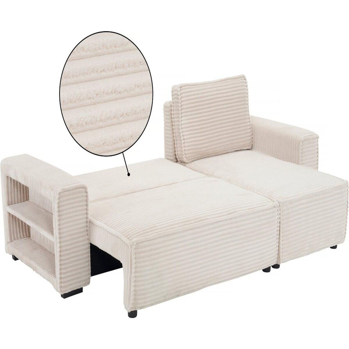 Habitat et Jardin Canapé d'angle en velours côtelé   Opera  - 3 places - Beige