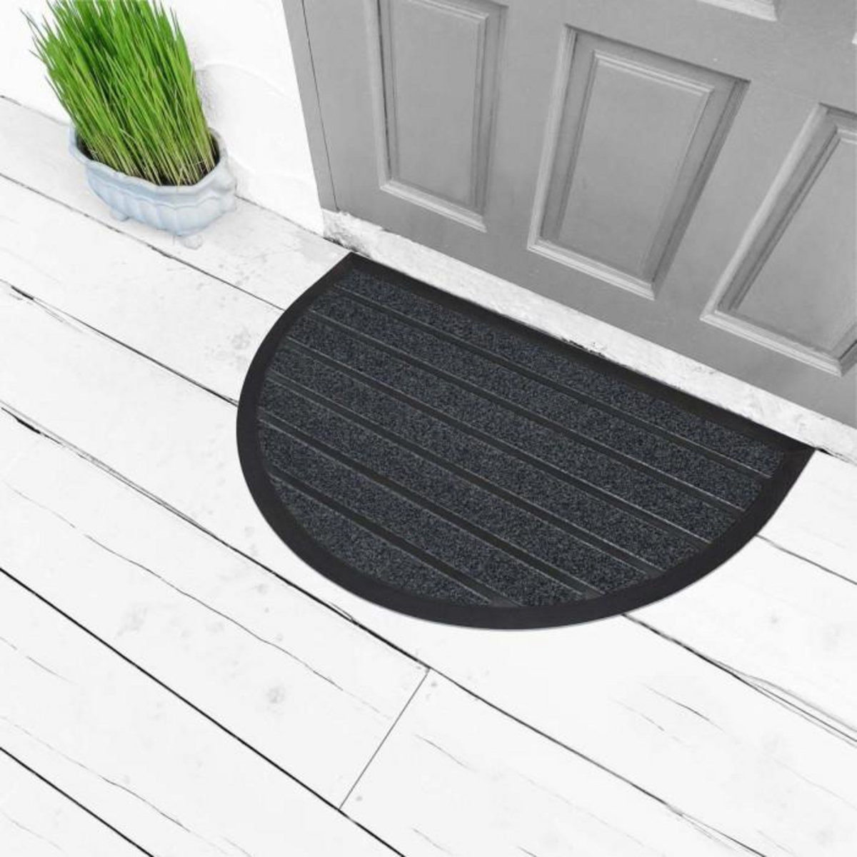 Paris Prix Tapis d'Entrée Demi-Lune  Marco  45x75cm Gris