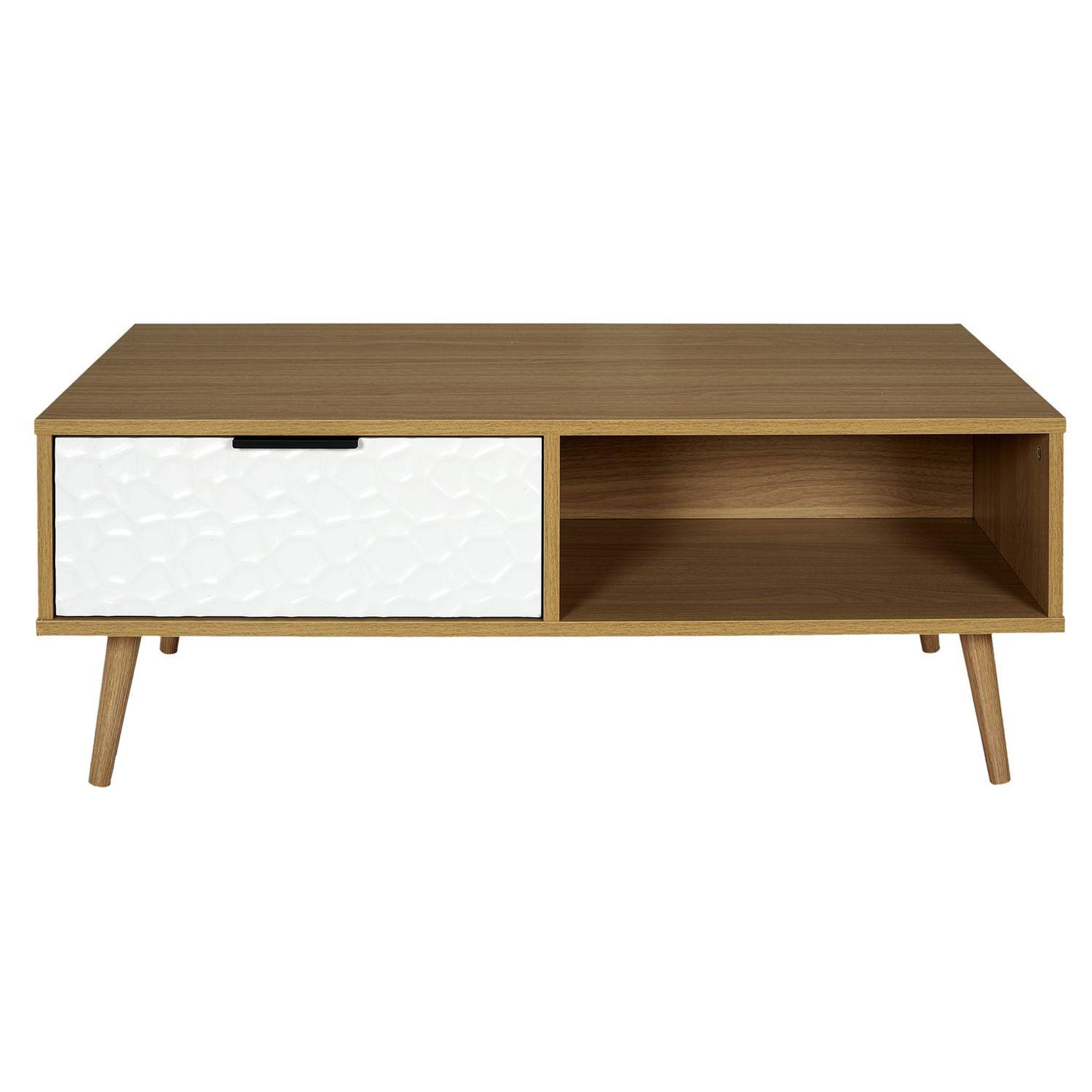 Voir la diapositive 1 : The Home Deco Factory Table basse Sven 1 tiroir - H. 38 cm - Bois et Blanc