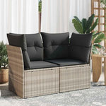 VIDAXL Canape de jardin 2 places et coussins gris clair resine tressee