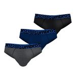 UMBRO Lot de 3 slips homme en coton ceinture bleue Diamon. Coloris disponibles : Bleu