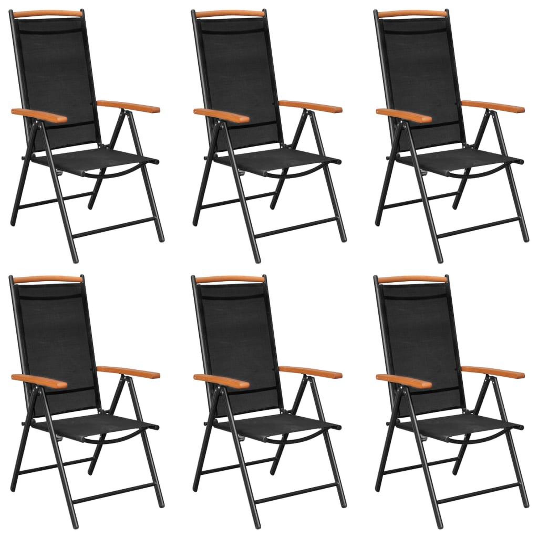 Voir la diapositive 1 : VIDAXL Chaises de jardin pliables lot de 6 Textilene Noir