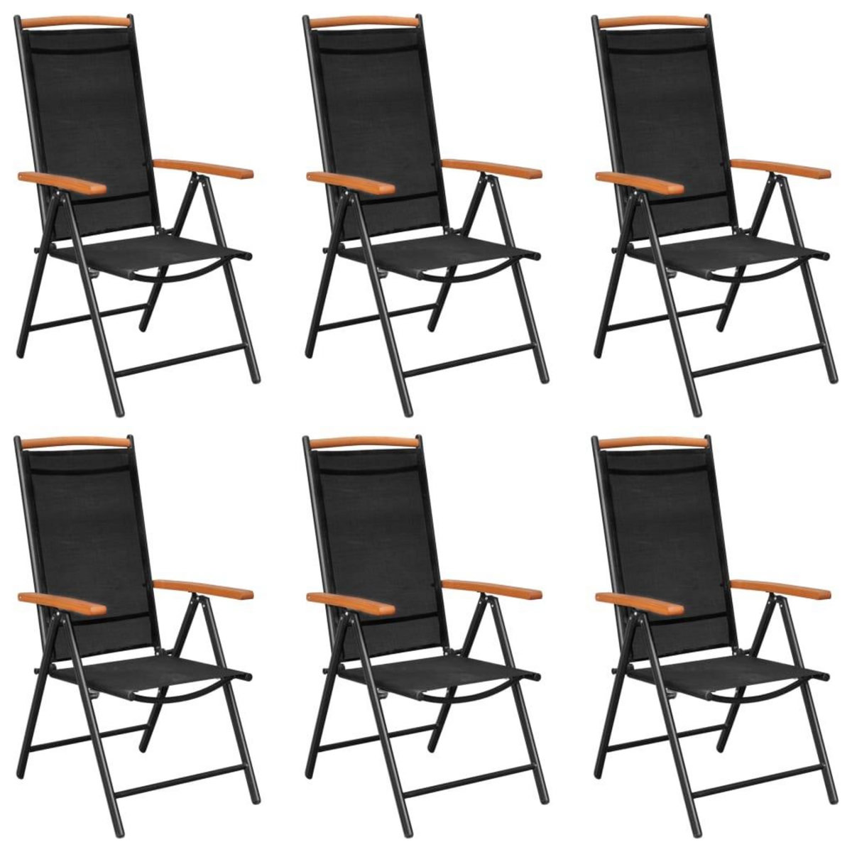 VIDAXL Chaises de jardin pliables lot de 6 Textilene Noir
