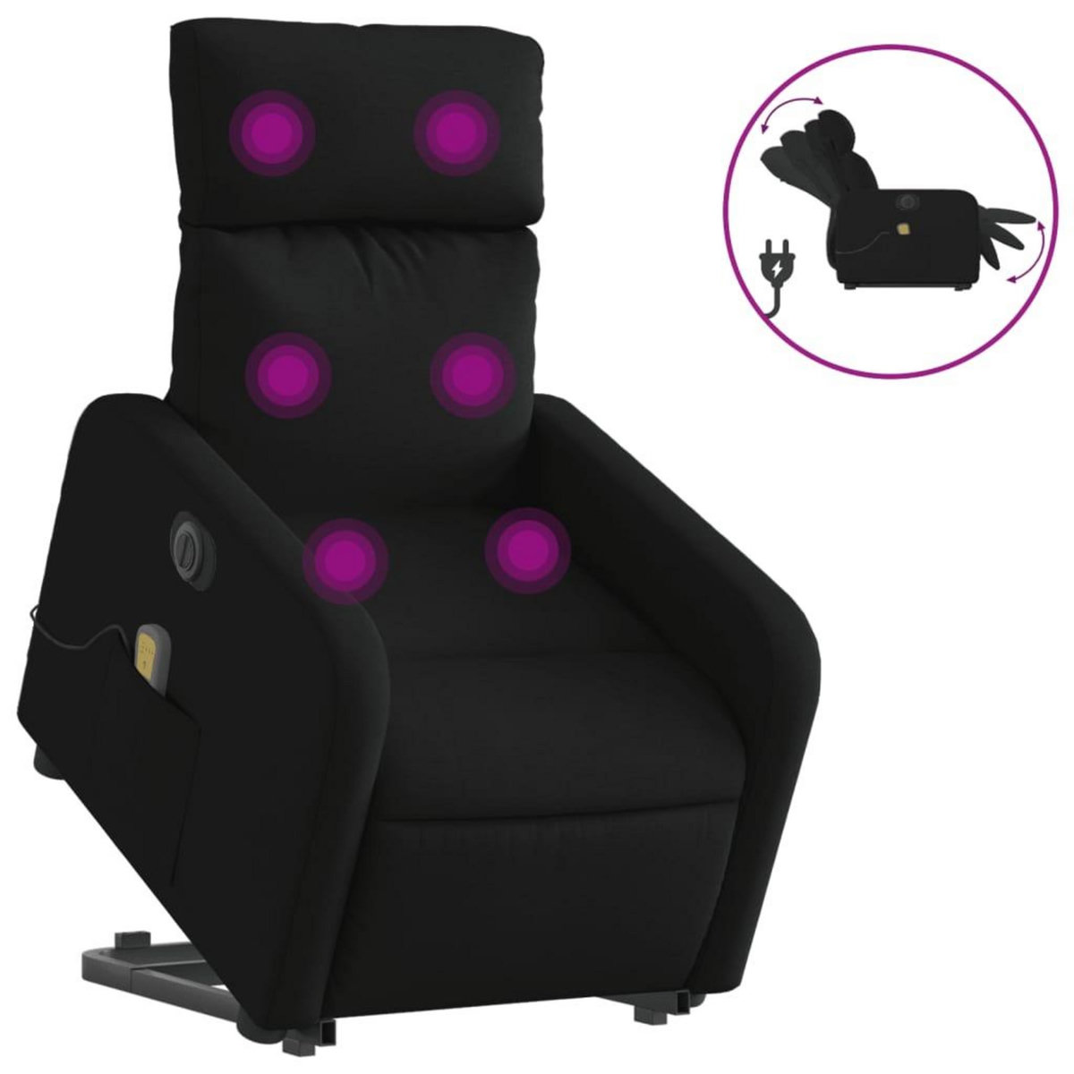 VIDAXL Fauteuil inclinable de massage electrique Noir Tissu