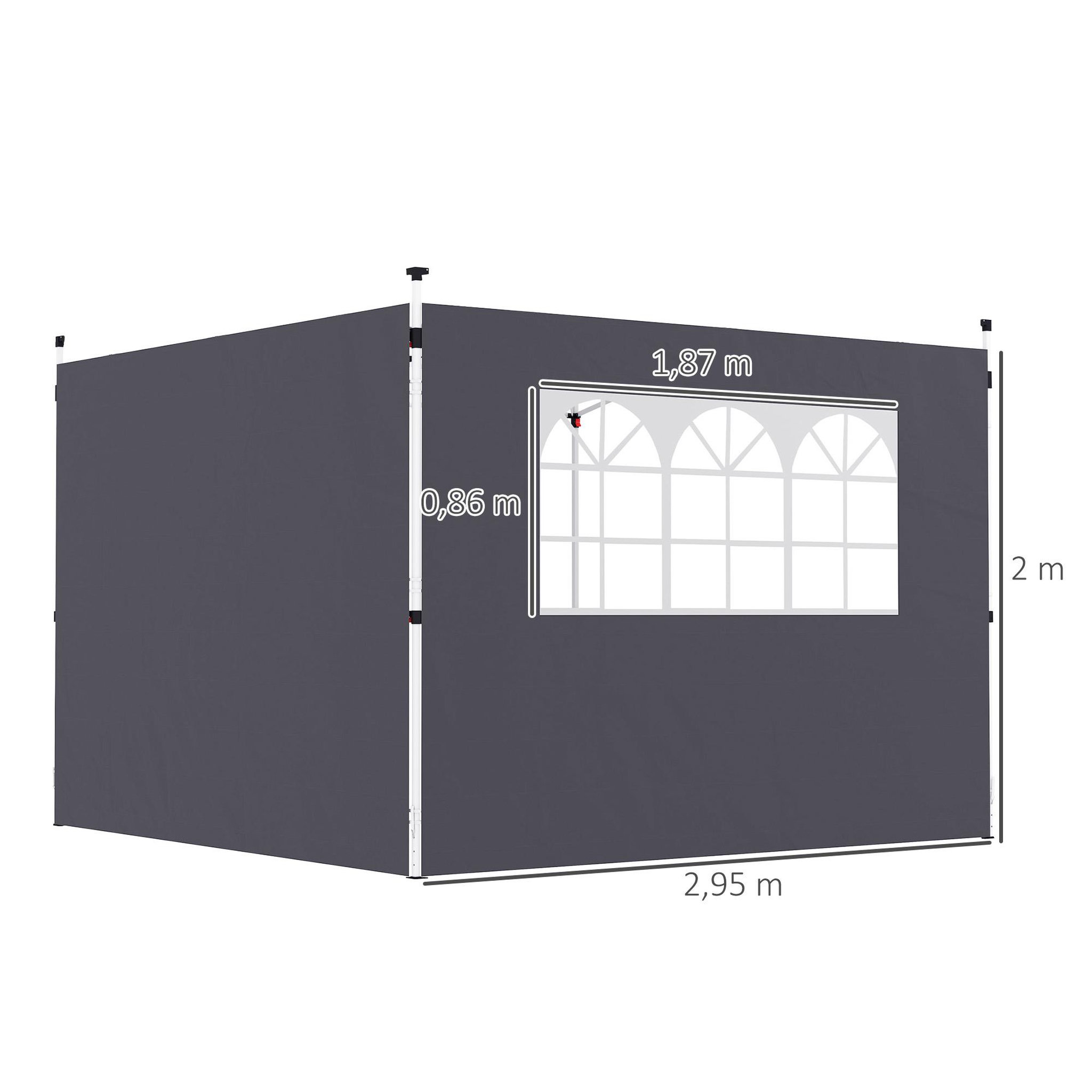 Voir la diapositive 3 : OUTSUNNY Parois latérales de rechange barnum tonnelle 3 x 3 m 2 pièces grande fenêtre gris