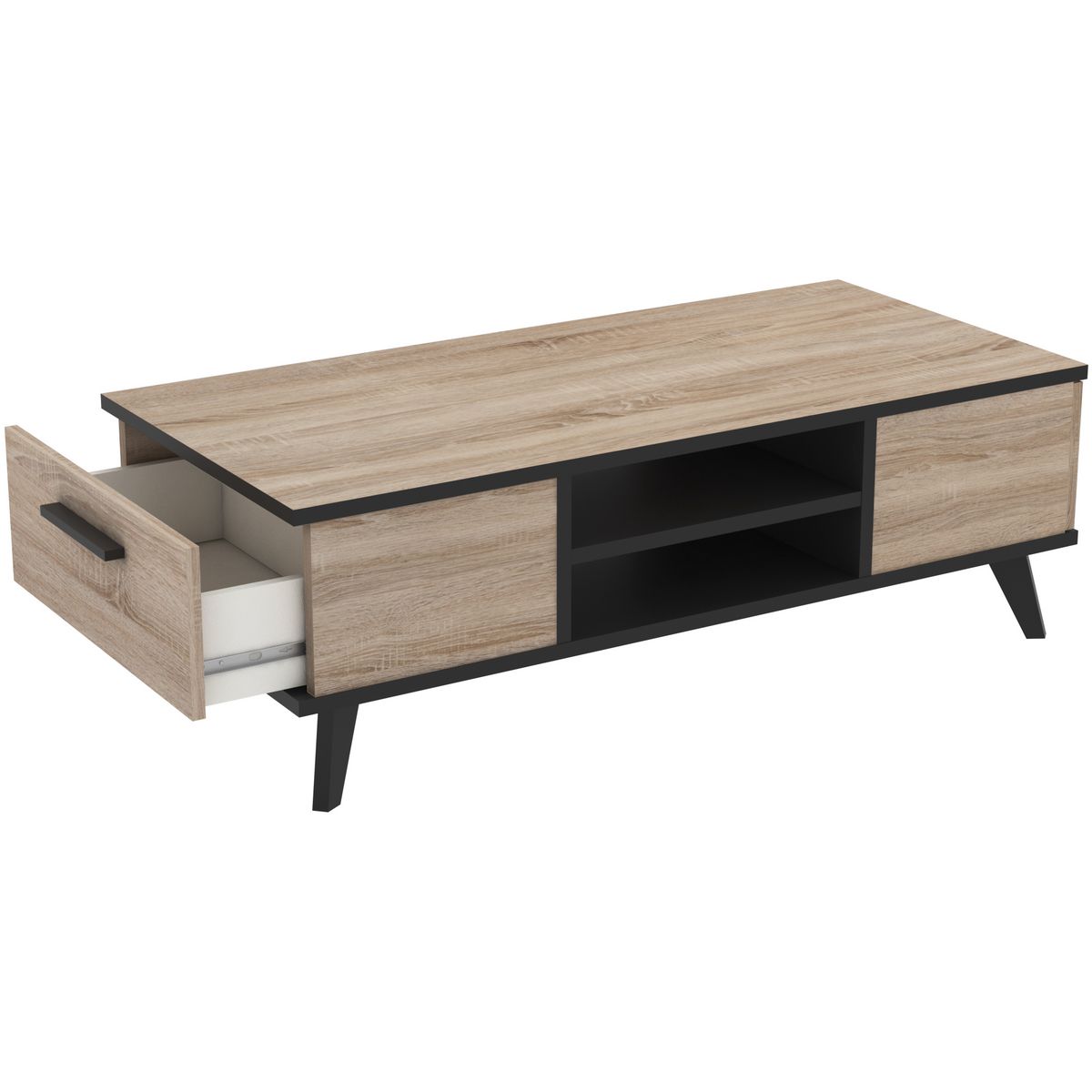 Table basse 2 tiroirs 2 niches L106cm JAMES