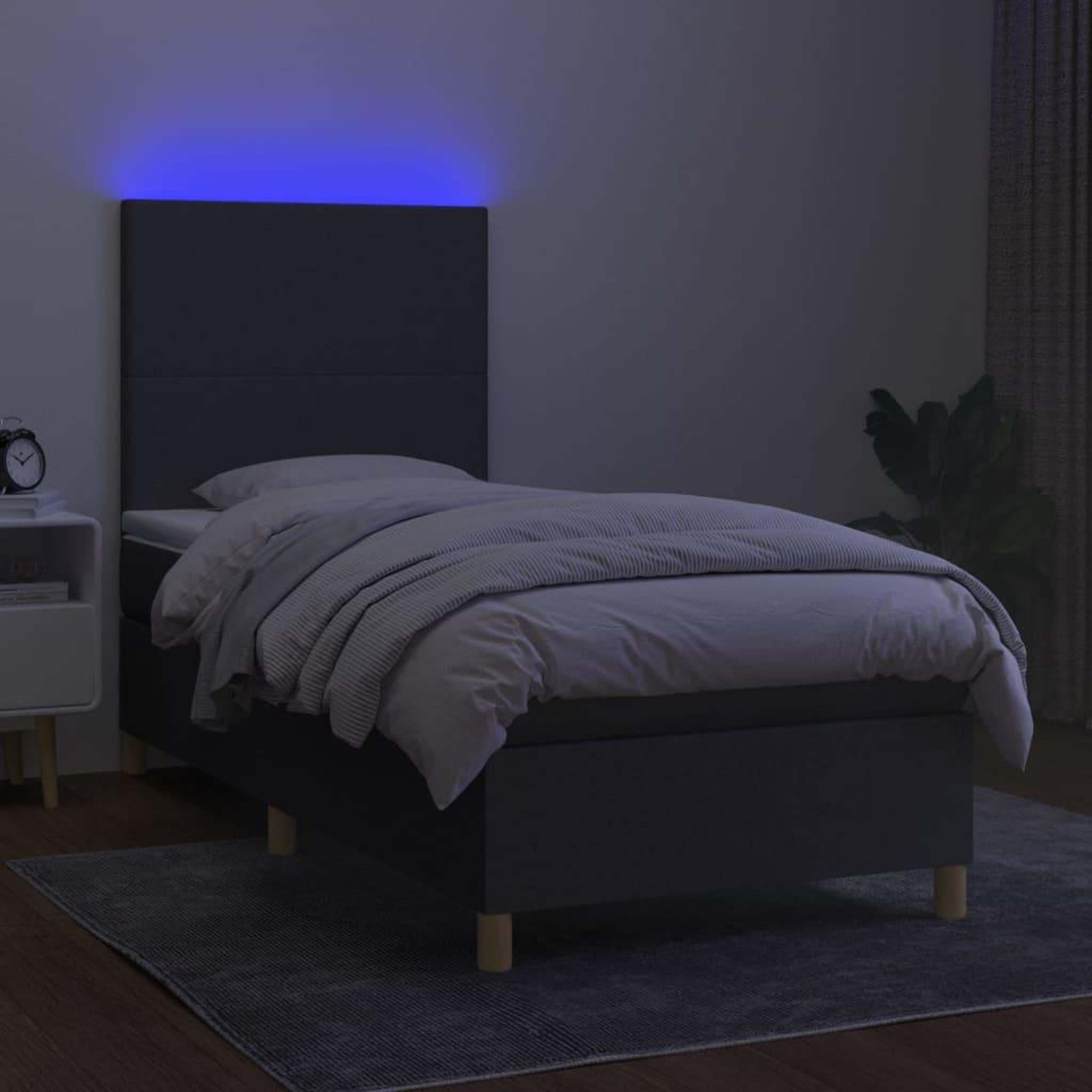 Voir la diapositive 4 : VIDAXL Sommier a lattes de lit avec matelas et LED Gris fonce 80x200cm