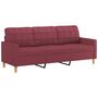 Voir la diapositive 2 : VIDAXL Canape a 3 places Rouge bordeaux 180 cm Tissu
