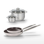 ELO Lot 2 Poêles 28/32 cm & 2 Faitouts 12/20 cm Elo Bistro Line