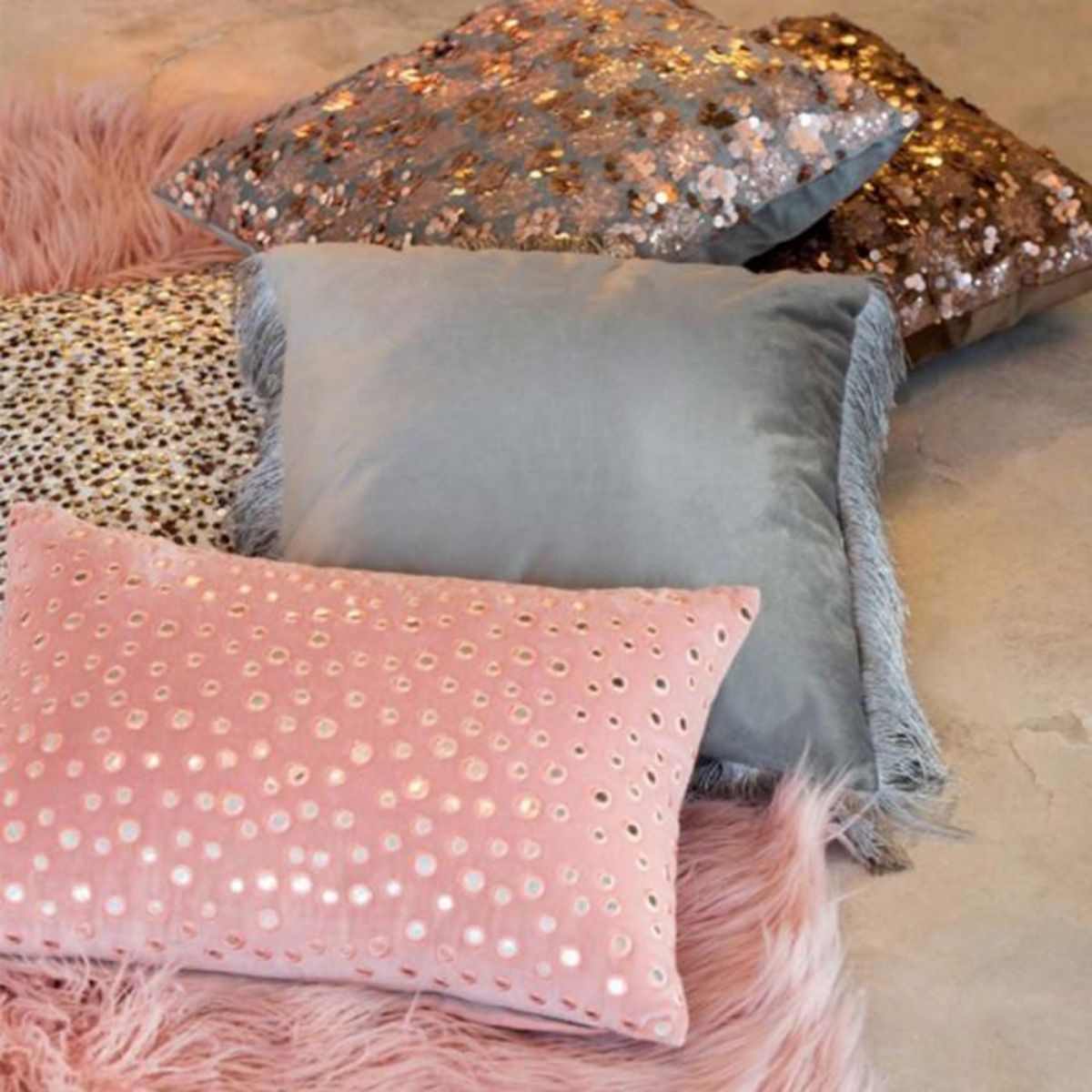 Paris Prix Coussin Rectangulaire  Miroir Coton  40x60cm Rose