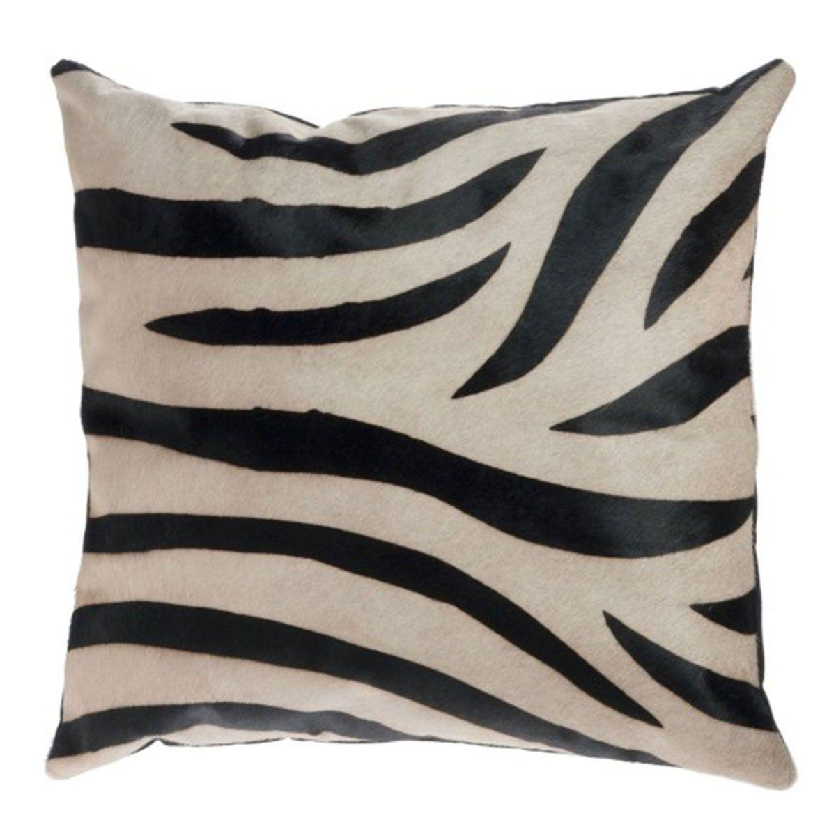Paris Prix Coussin Déco en Cuir  Zèbre  46x48cm Noir