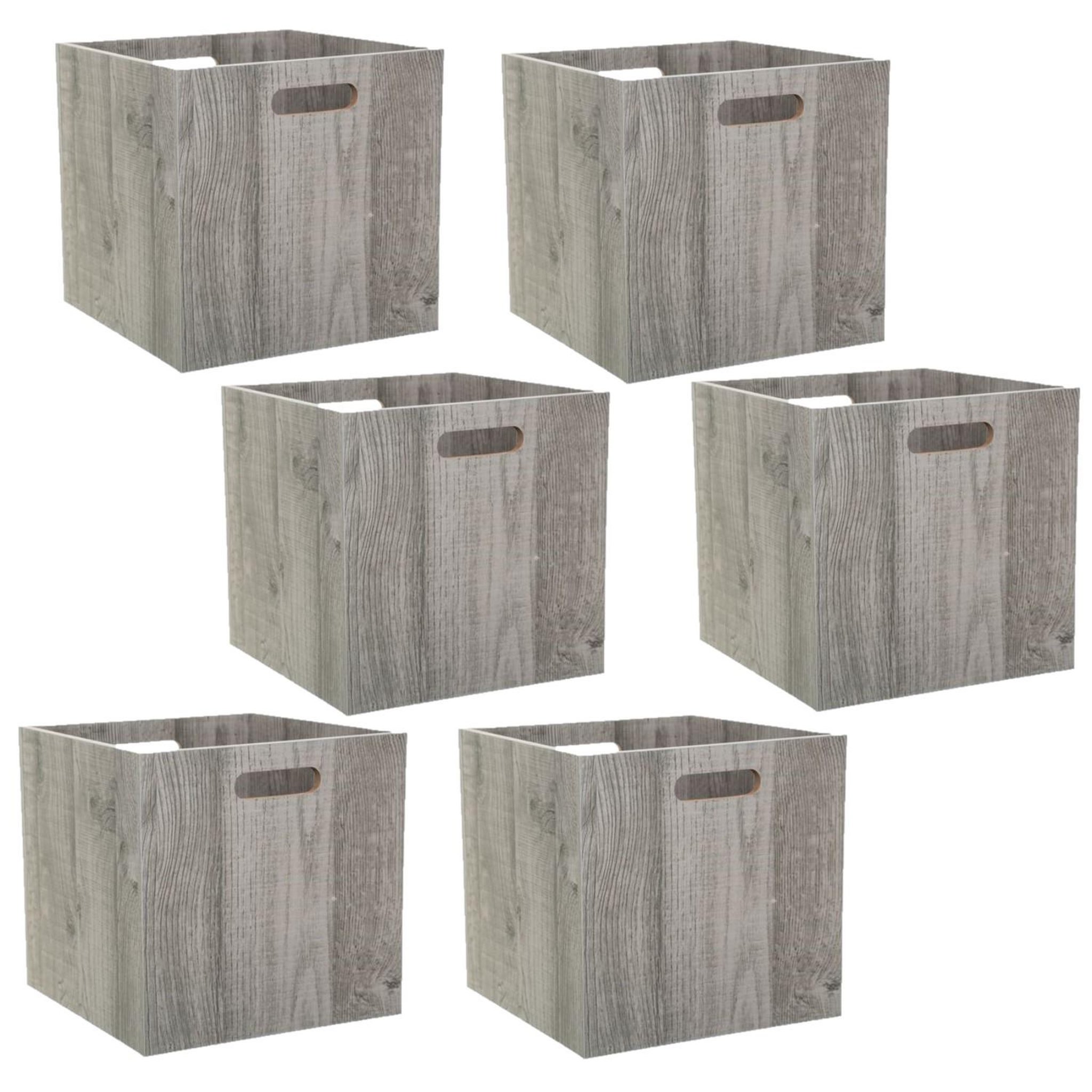 Voir la diapositive 1 : TOILINUX Lot de 6 Boîtes de rangement effet bois en MDF Mix n' modul