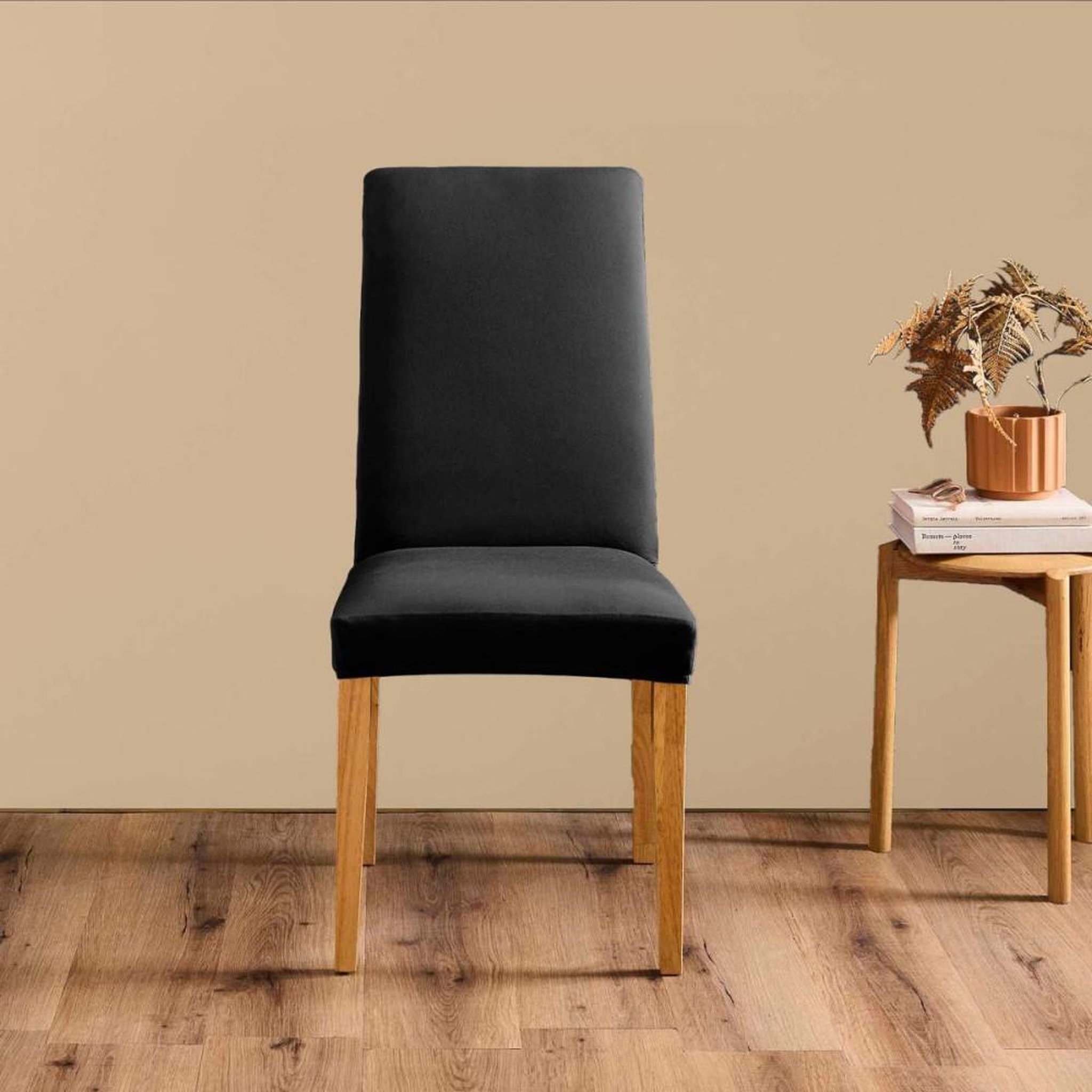 L3C Housse de chaise extensible en polyester coloris noir
