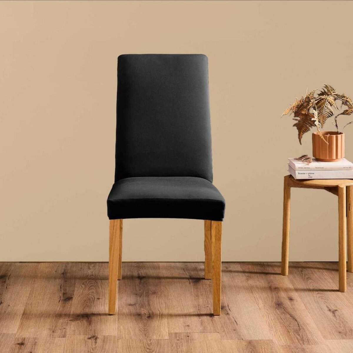 L3C Housse de chaise extensible en polyester coloris noir