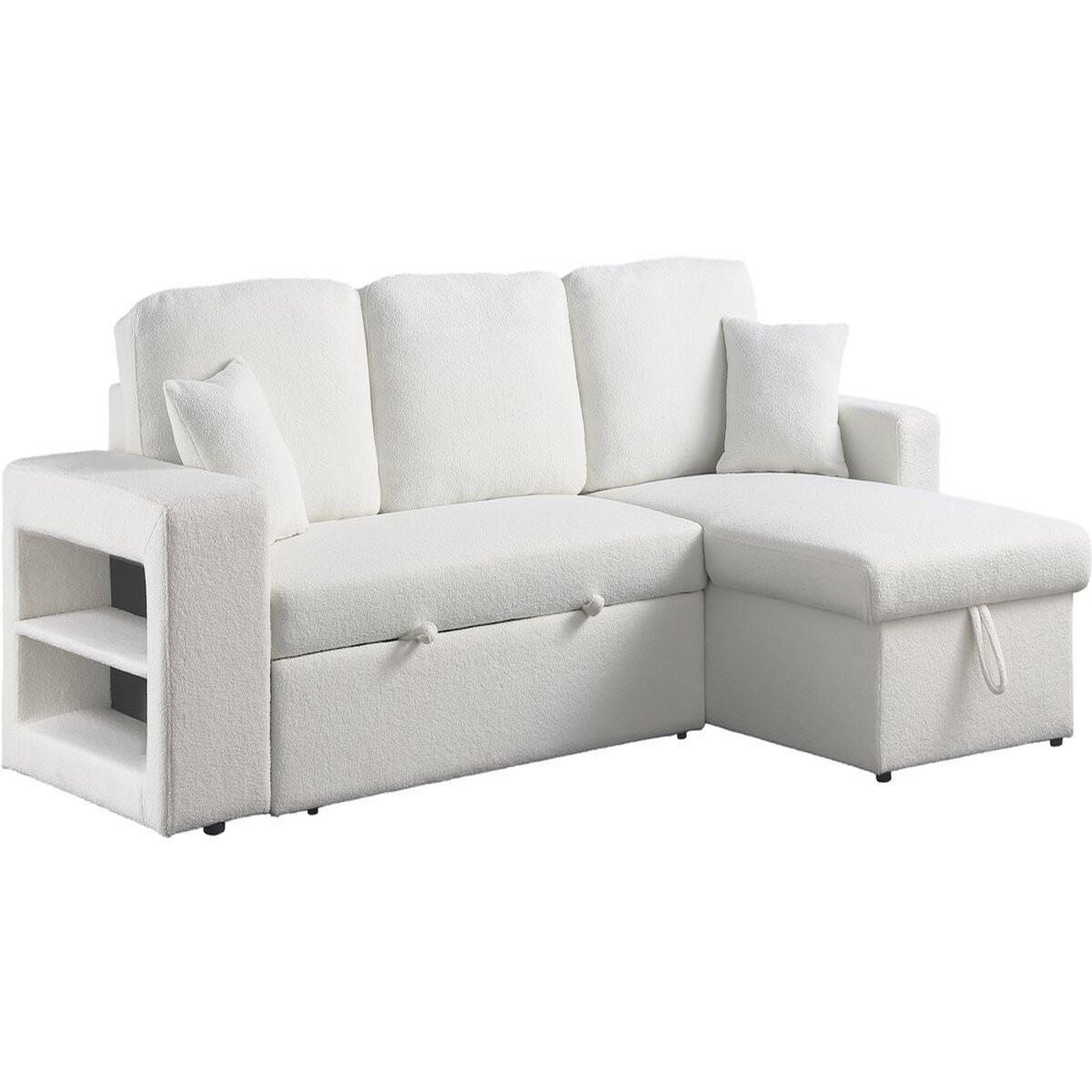 Habitat et Jardin Canapé d'angle bouclettes convertible/reversible  axel  - 3 places - blanc