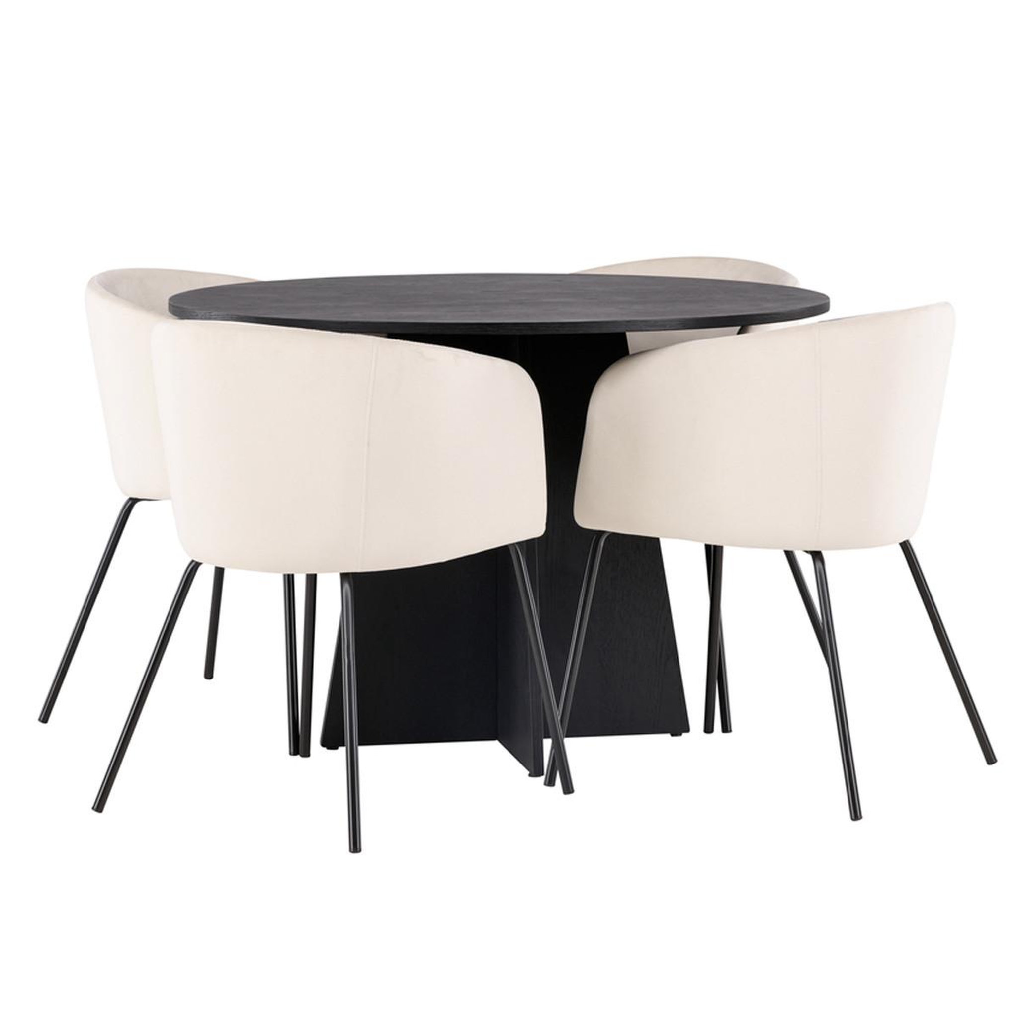 Paris Prix Ensemble table à manger & 4 chaises  bootcut & berit  110cm noir & beige clair