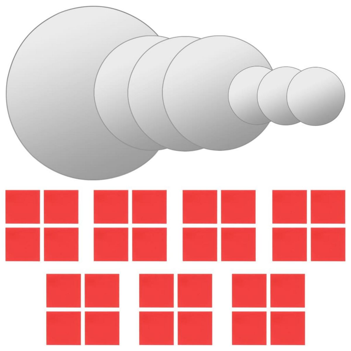 VIDAXL Ensemble de miroir mural 7 pcs Verre Rond