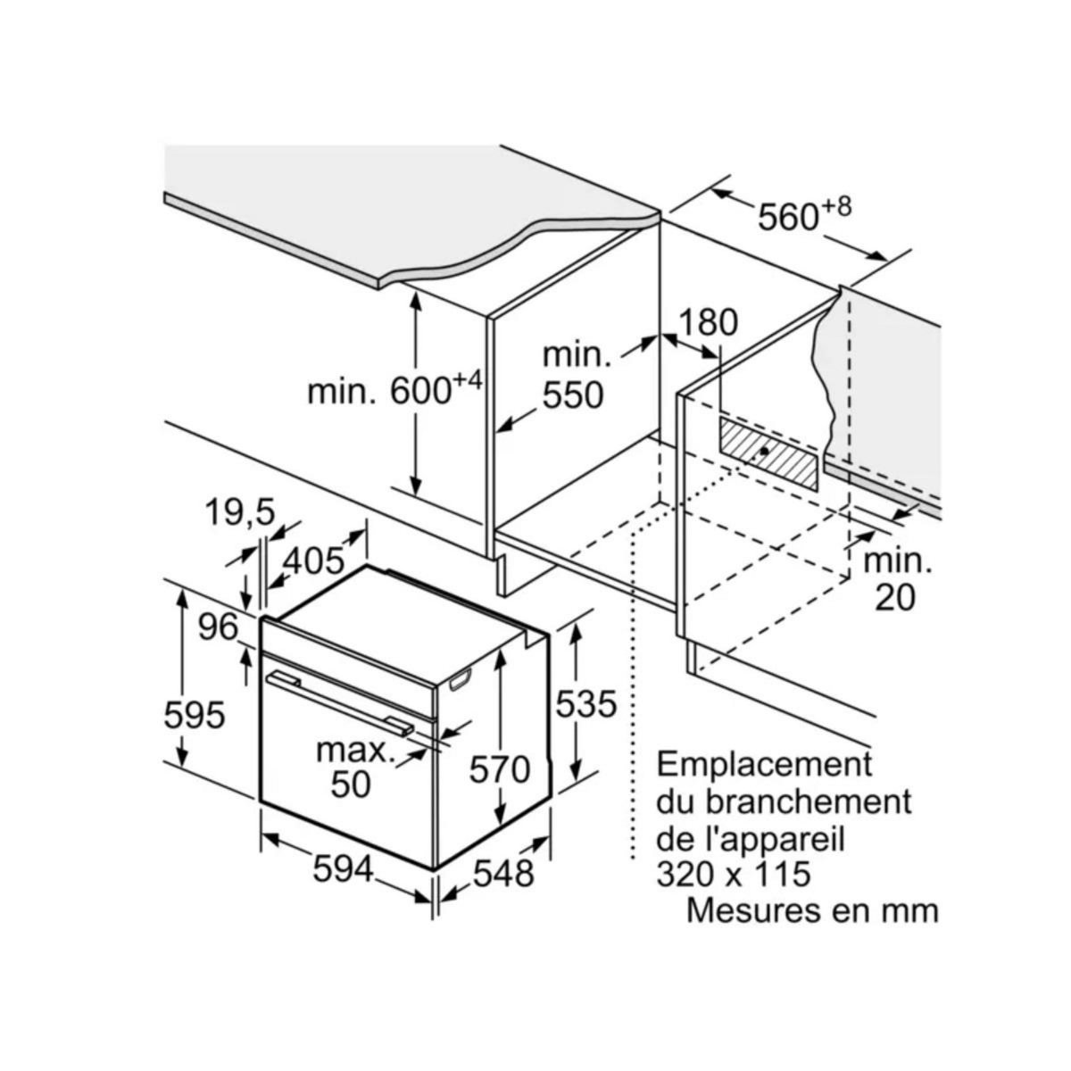 BOSCH Four intégrable multifonction 71l 60cm hydrolyse inox - HBA534BS3F