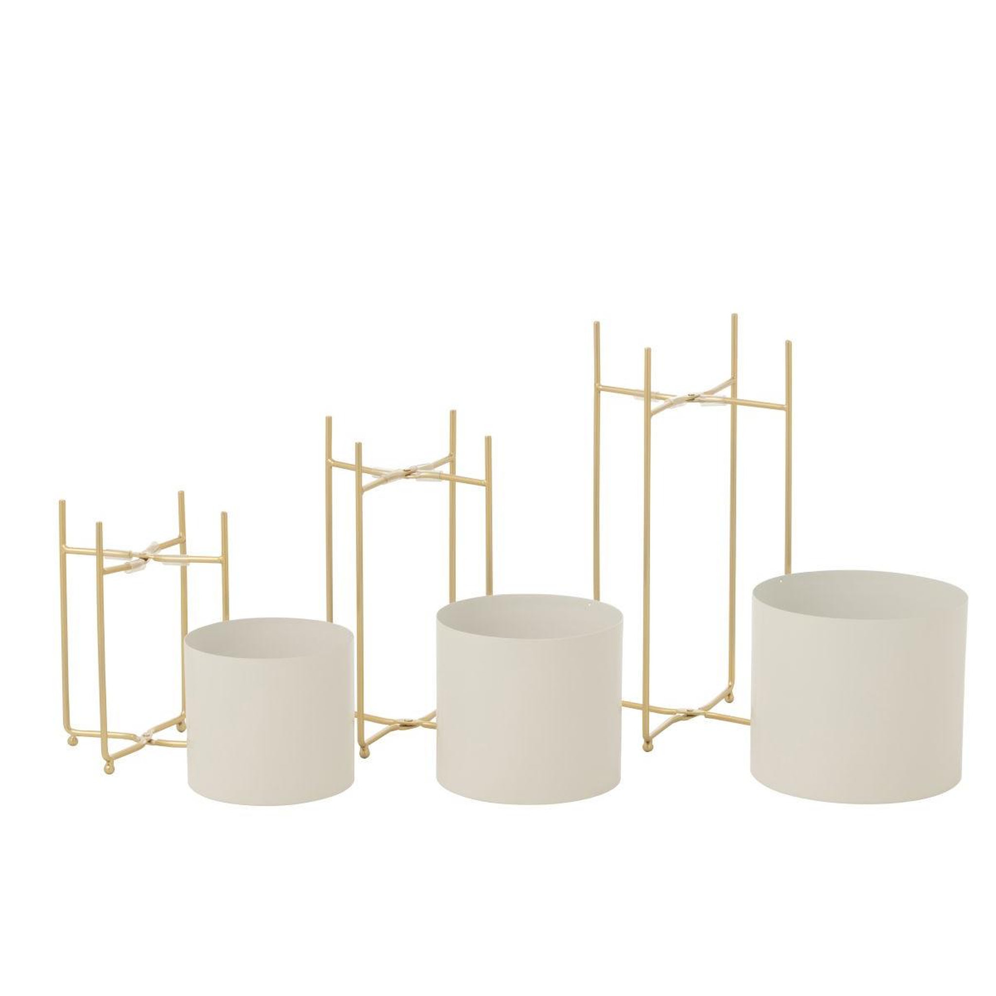 Voir la diapositive 3 : J-LINE Lot de 3 cache-pots en métal  julius  58cm blanc