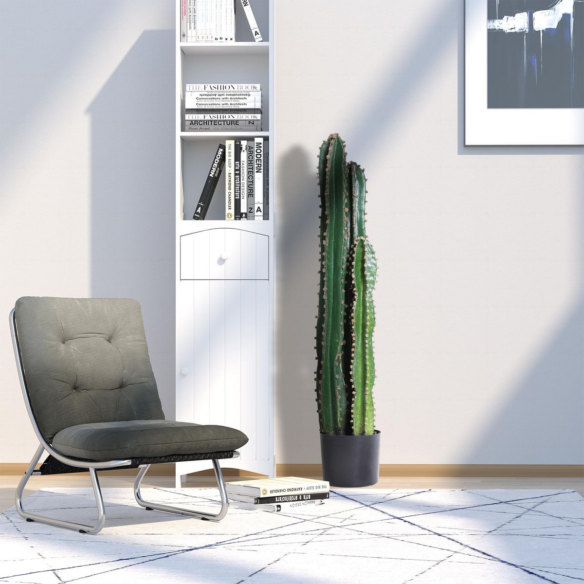 OUTSUNNY Cactus artificiel grand réalisme plante artificielle grande taille dim. Ø 17 x 100H cm vert