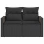 Voir la diapositive 4 : VIDAXL Canapé de jardin avec coussins 2 places noir résine tressée