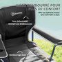Voir la diapositive 4 : OUTSUNNY Chaise de camping pliante rembourrée - porte-gobelets, poches latérales rangement - sac transport inclus - noir