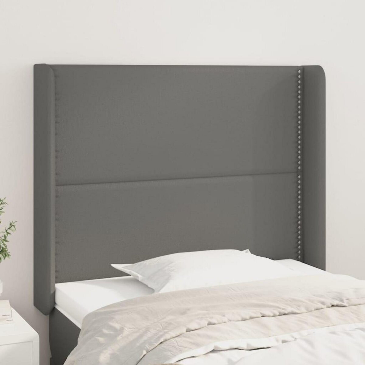 VIDAXL Tete de lit avec oreilles Gris 103x16x118/128 cm Similicuir