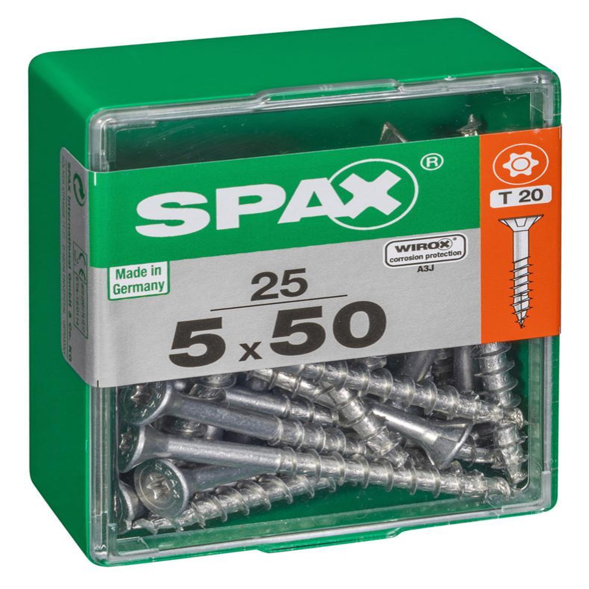 CENTRALE BRICO Lot de 25 vis acier tête autofraisée plate SPAX, Diam.5 mm x L.50 mm