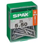 CENTRALE BRICO Lot de 25 vis acier tête autofraisée plate SPAX, Diam.5 mm x L.50 mm