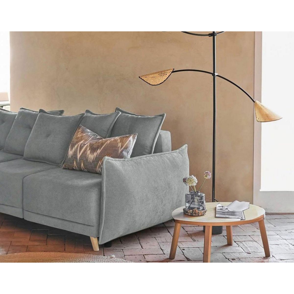 BEST MOBILIER Lena - canapé d'angle gauche convertible - 5 places - gris clair - style scandinave - gris clair