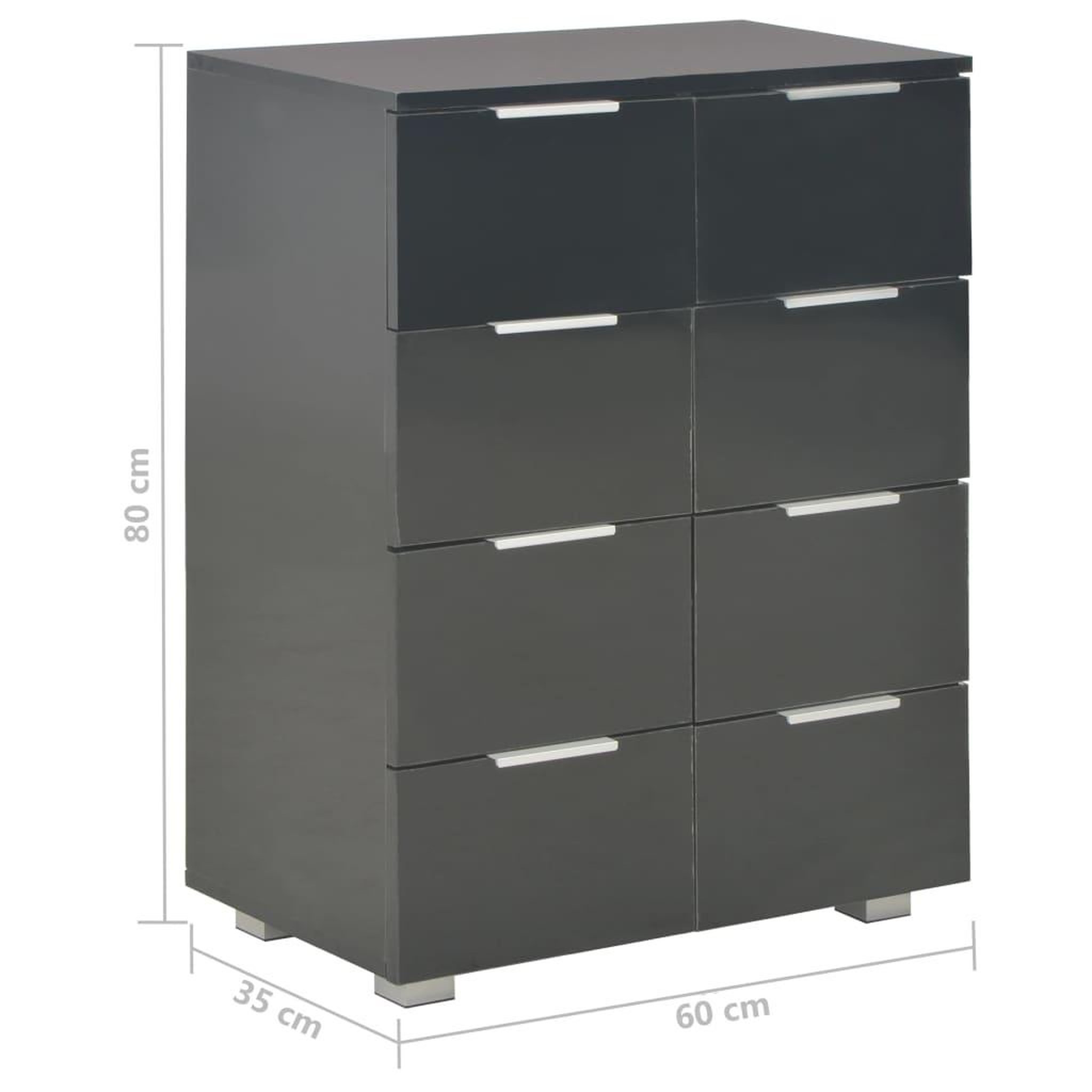 Voir la diapositive 6 : VIDAXL Buffet Noir brillant 60x35x80 cm Bois d'ingenierie