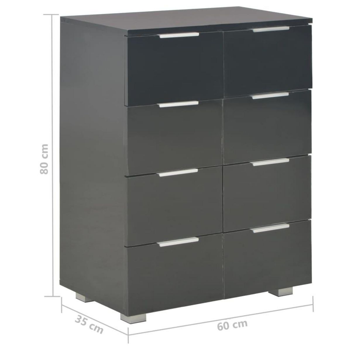 VIDAXL Buffet Noir brillant 60x35x80 cm Bois d'ingenierie