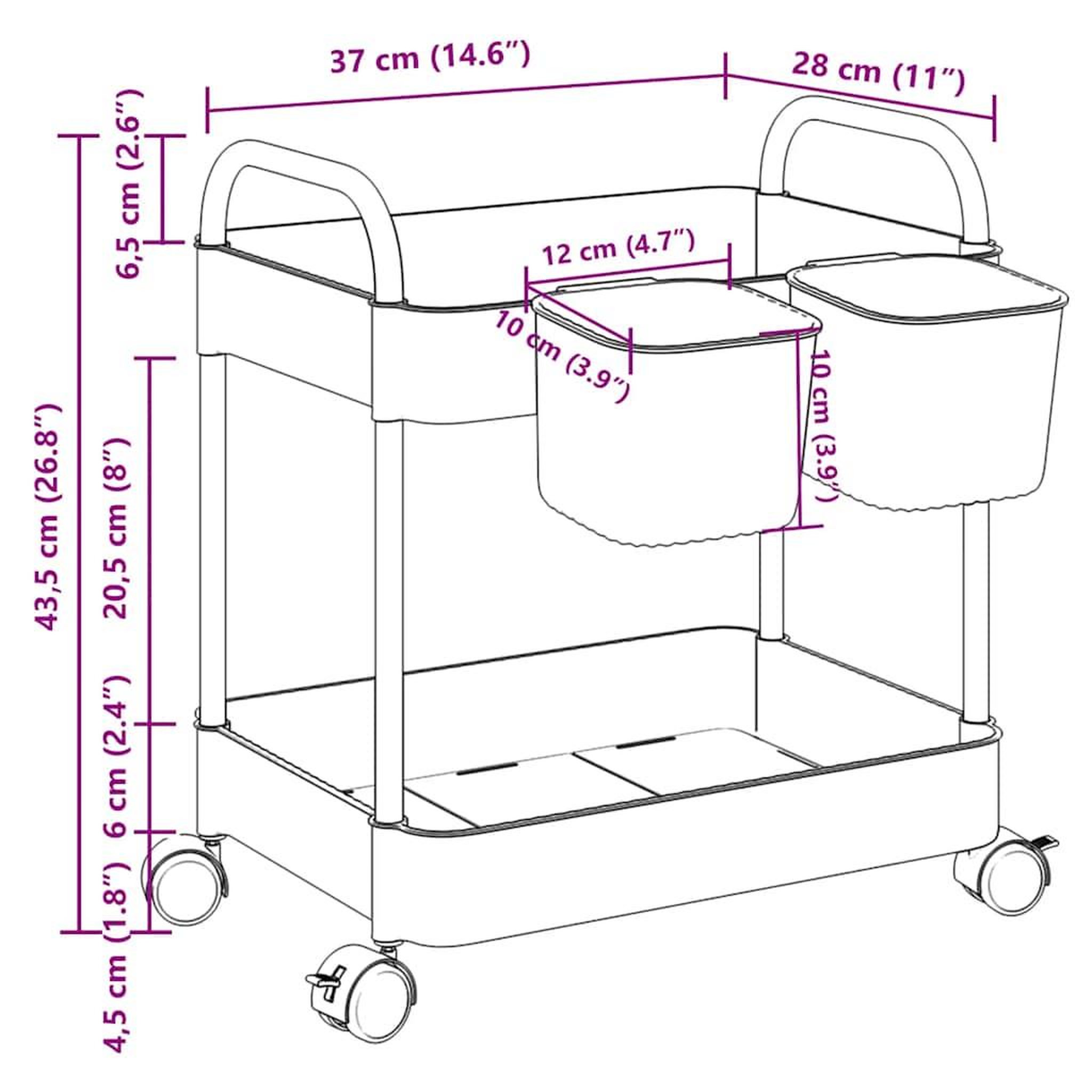 Voir la diapositive 6 : VIDAXL Chariot de rangement a 2 niveaux transparent acrylique