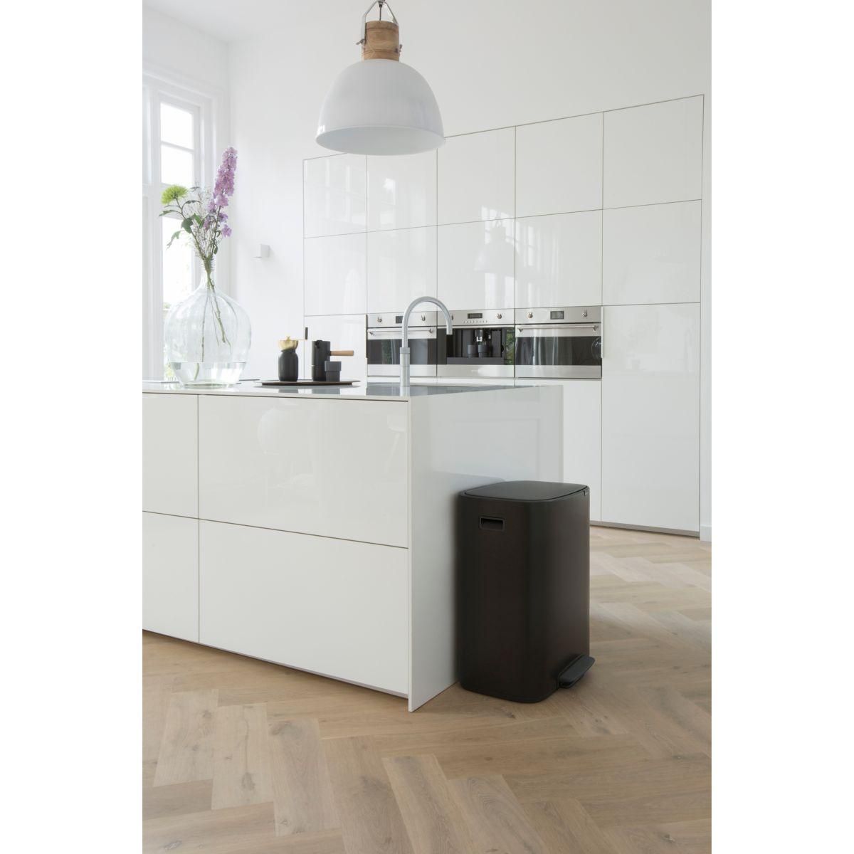 BRABANTIA Poubelle tri sélectif à Pédale Bo 2X30L Matt Black