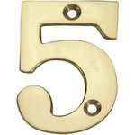 CENTRALE BRICO Chiffre 5 en laiton poli H.5.1 x l.3.5 cm