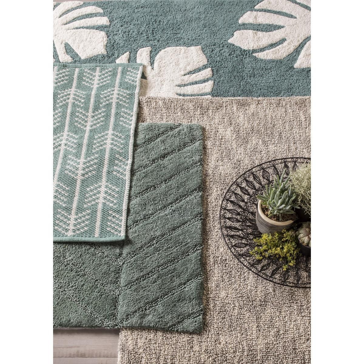 GUY LEVASSEUR Tapis de bain en coton fantaisie vert 50x80cm