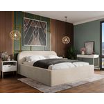 BEST MOBILIER Orane - lit coffre - 180x200 cm - en tissu bouclette. Coloris disponibles : Rose, Beige, Gris, Blanc, Bleu, Vert