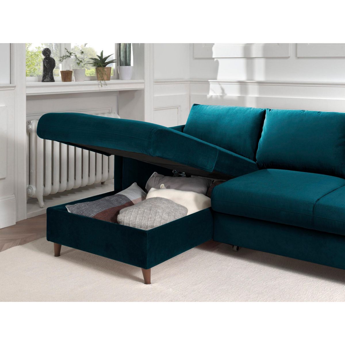 LISA DESIGN Brooke - canapé d'angle gauche - convertible avec coffre - 4 places - en velours