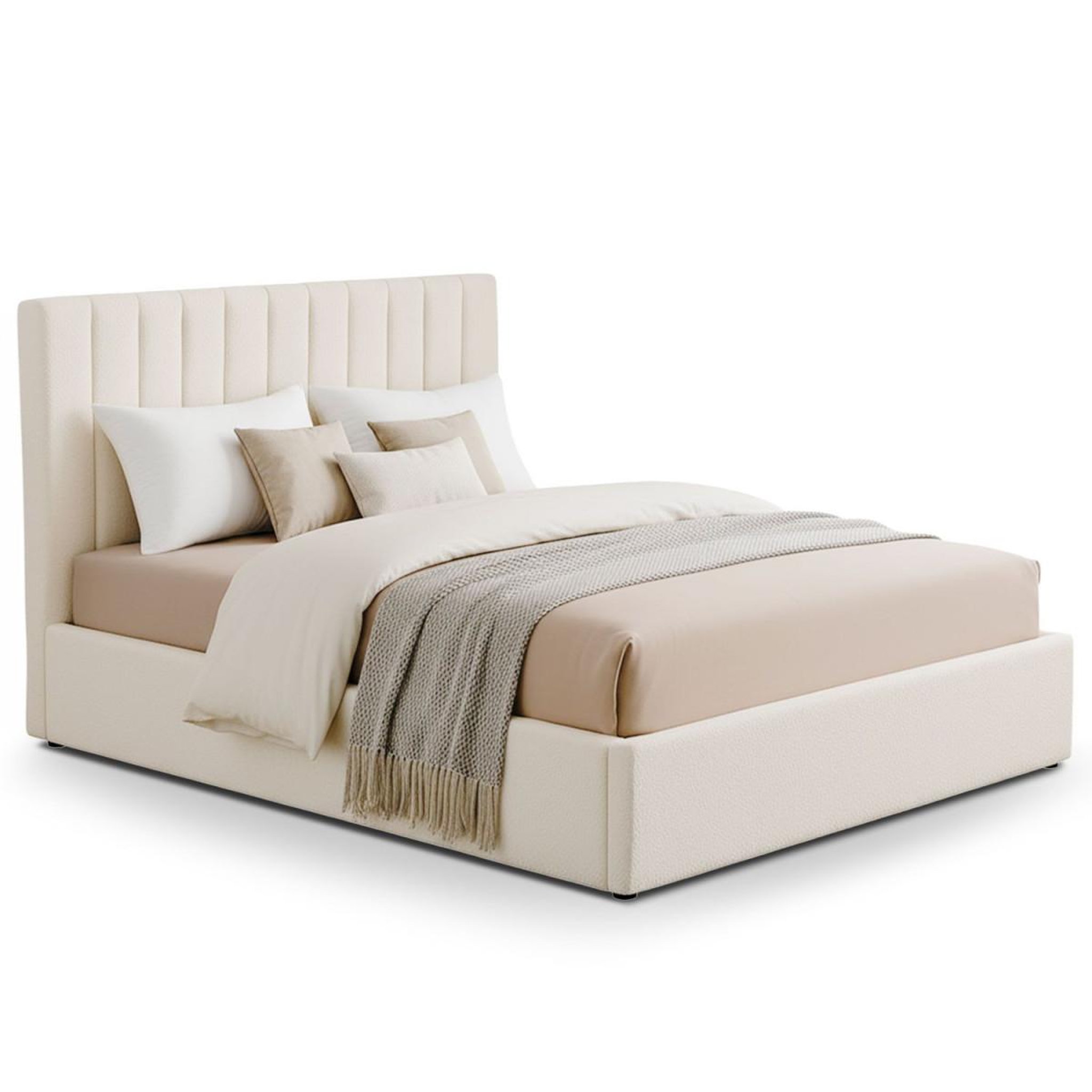 Voir la diapositive 3 : Paris Prix Pack lit coffre bouclette  dream  & matelas  goodream  180x200cm beige