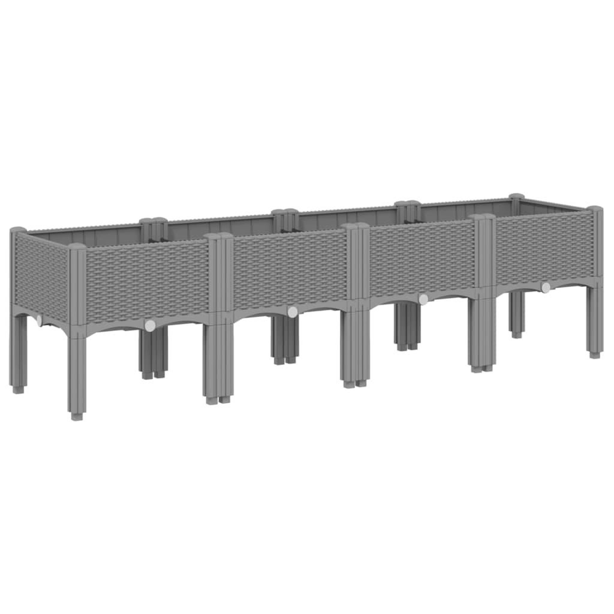 Voir la diapositive 2 : VIDAXL Jardiniere avec pieds gris clair 160x40x42 cm PP
