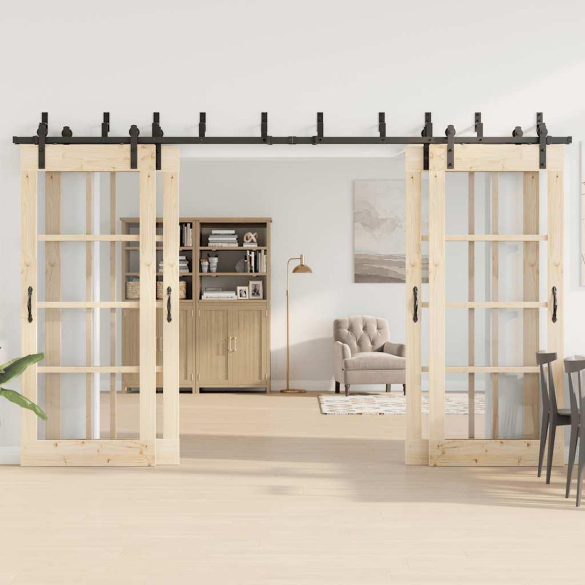 VIDAXL Kit de quincaillerie de porte coulissante 366 cm acier noir