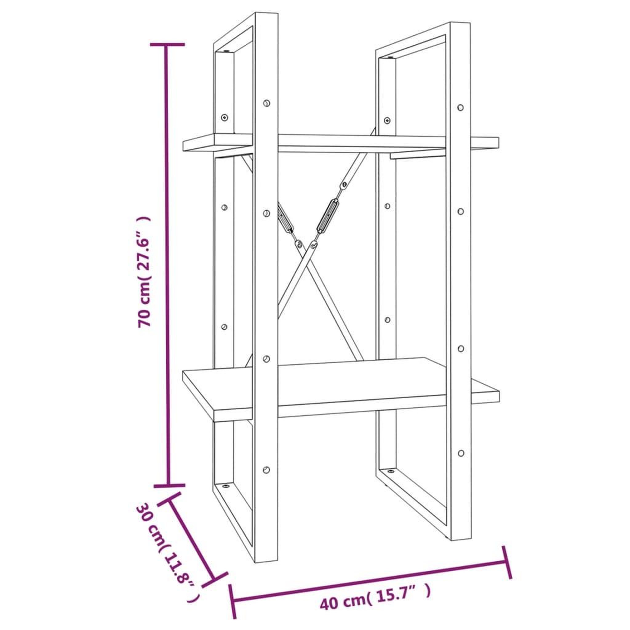 Voir la diapositive 6 : VIDAXL Bibliotheque 2 niveaux Sonoma gris 40x30x70cm Bois d'ingenierie