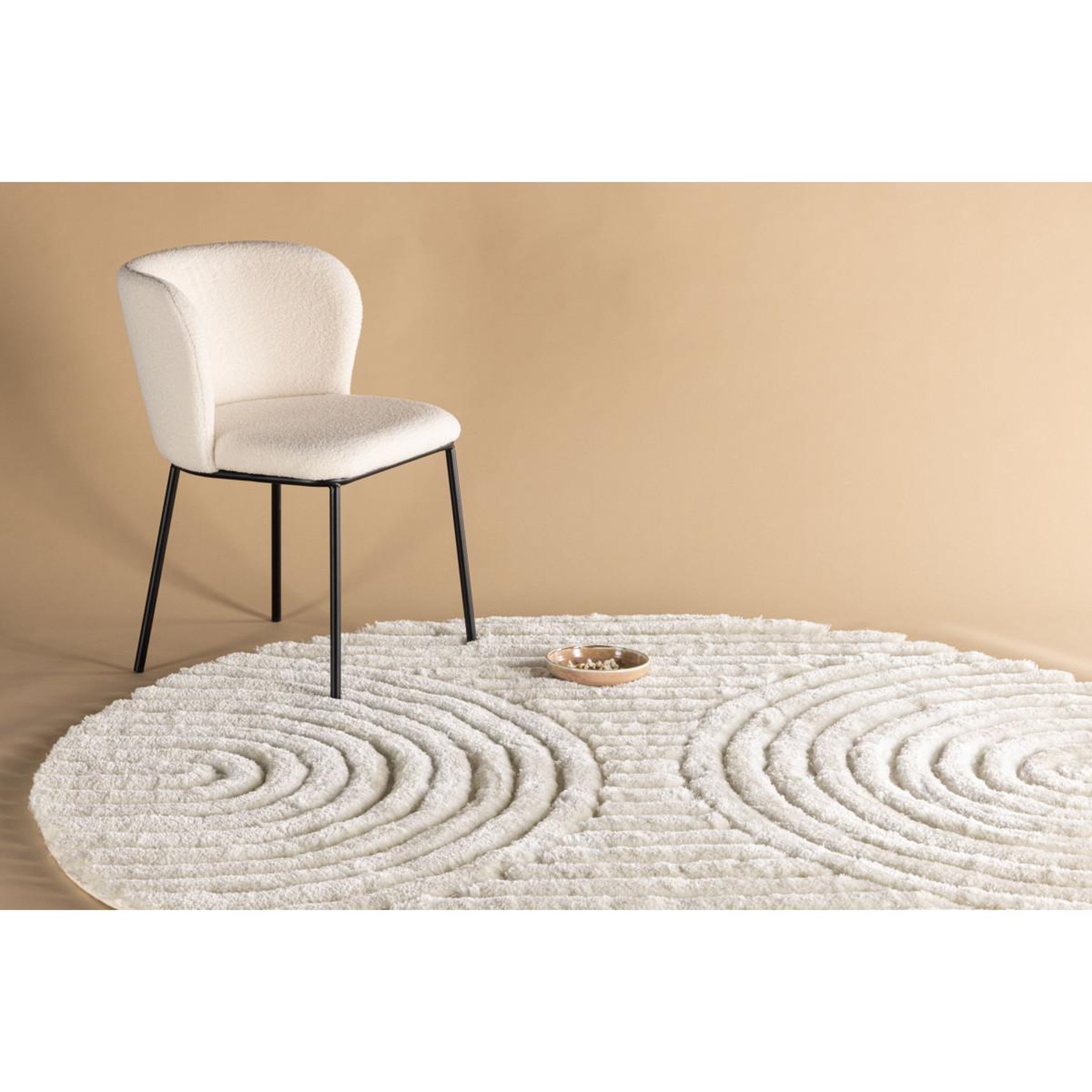 Voir la diapositive 6 : Paris Prix Tapis Déco Texturé Rond  Niklas  200cm Blanc