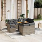VIDAXL Salon de jardin 9 pcs avec coussins gris resine tressee