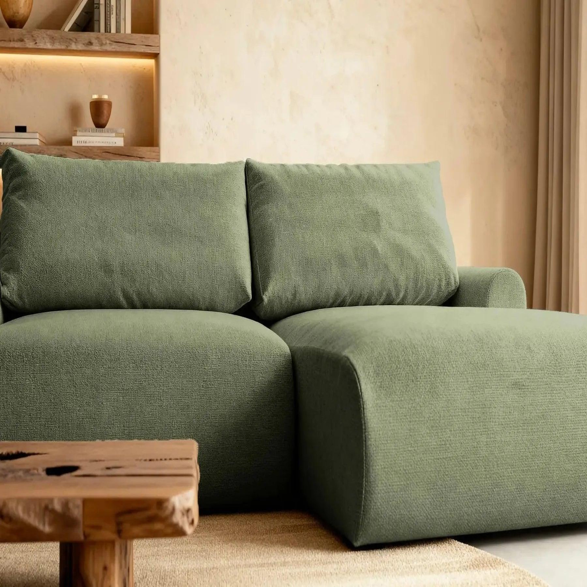 Voir la diapositive 4 : CASANOVA PARIS Raphaelle - canapé d'angle convertible tissu lisse 4 places droit