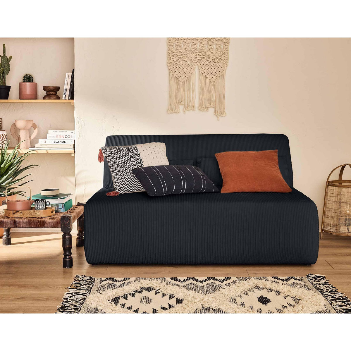 LISA DESIGN Onyx - canapé droit 2 places - en velours côtelé