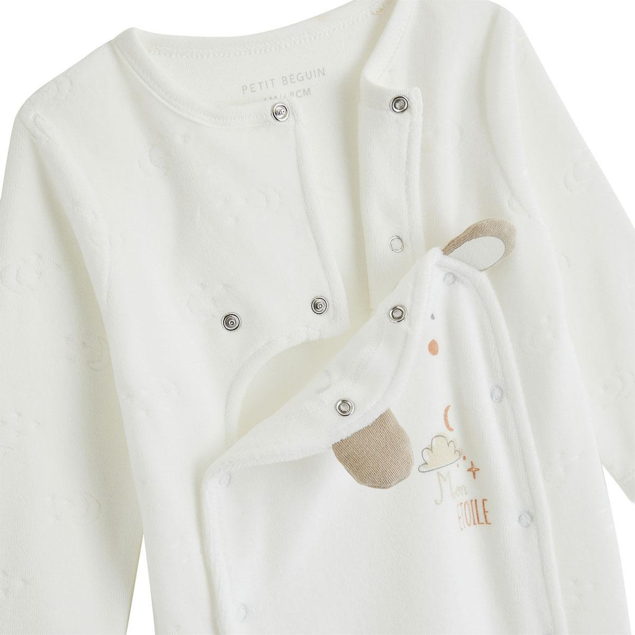 Voir la diapositive 4 : Petit Béguin Pyjama bébé en velours ouverture pont eliah